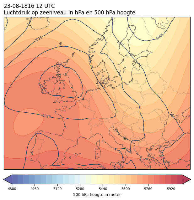 Weerkaart van 23 augustus 1816 om 12 UTC