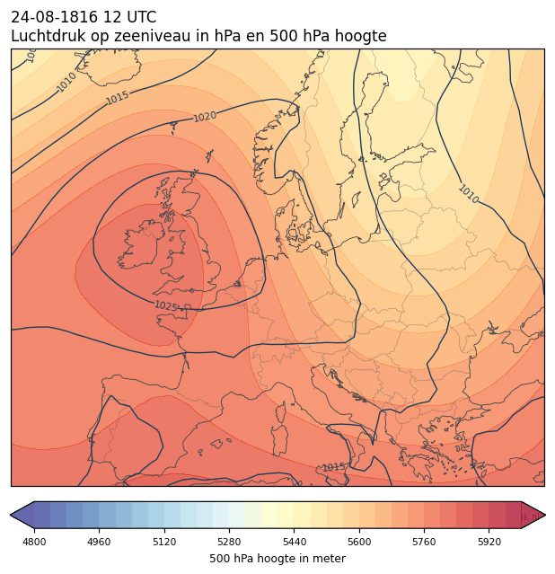 Weerkaart van 24 augustus 1816 om 12 UTC