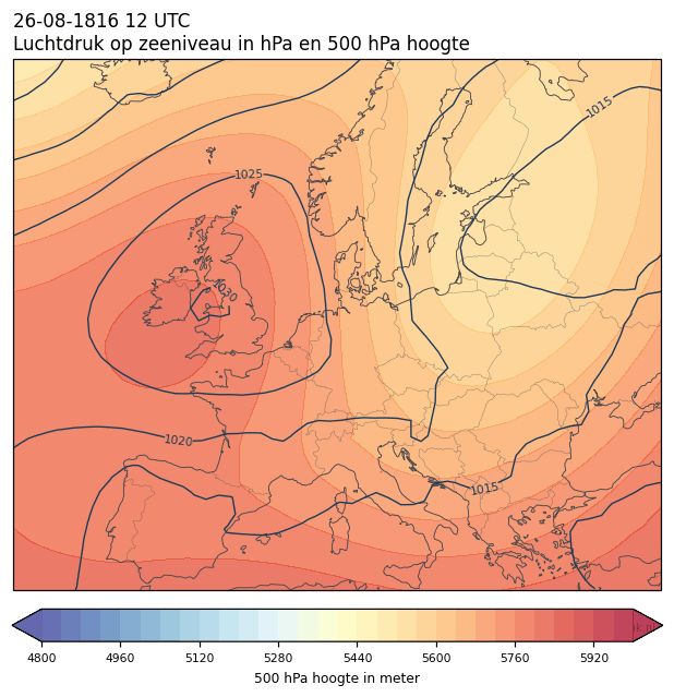 Weerkaart van 26 augustus 1816 om 12 UTC