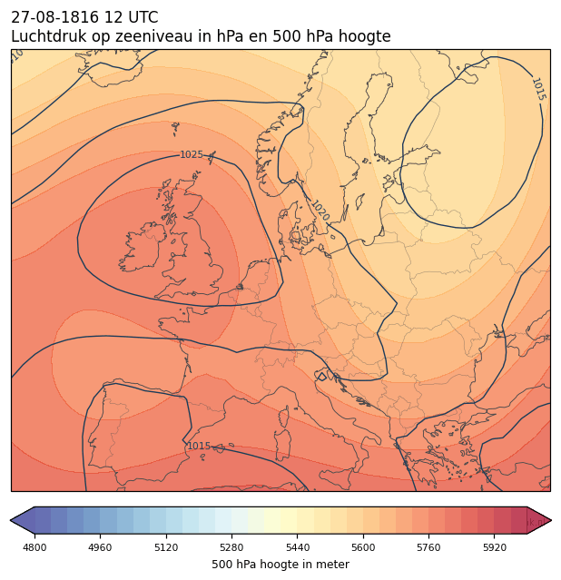 Weerkaart van 27 augustus 1816 om 12 UTC