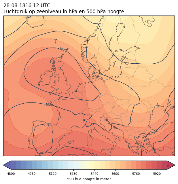 Weerkaart van 28 augustus 1816 om 12 UTC