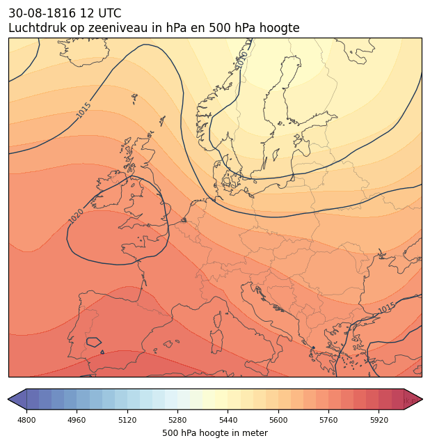 Weerkaart van 30 augustus 1816 om 12 UTC
