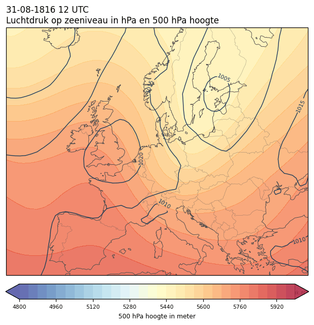 Weerkaart van 31 augustus 1816 om 12 UTC