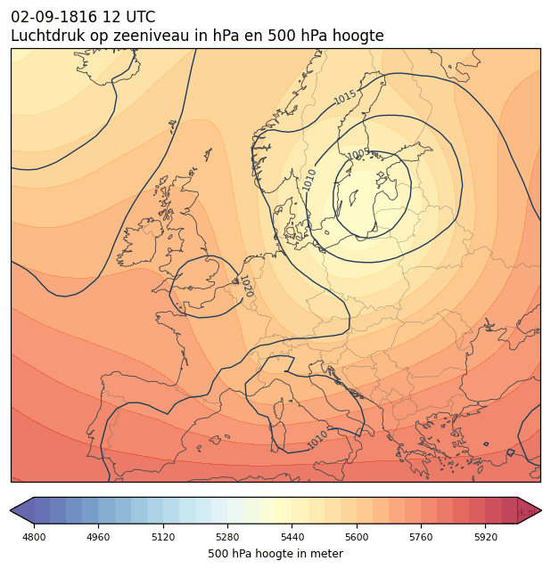 Weerkaart van 2 september 1816 om 12 UTC