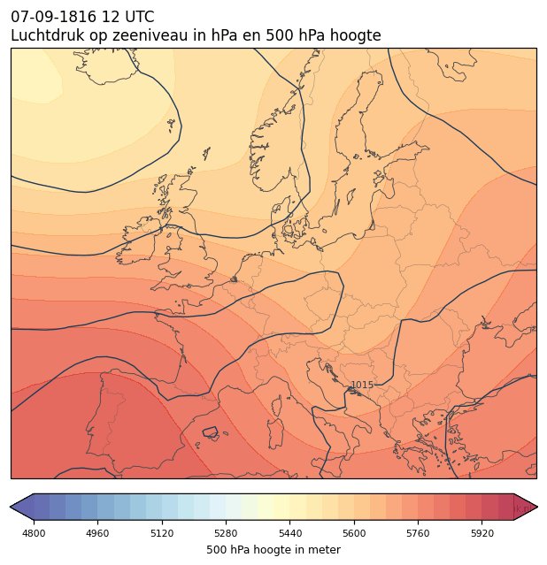 Weerkaart van 7 september 1816 om 12 UTC