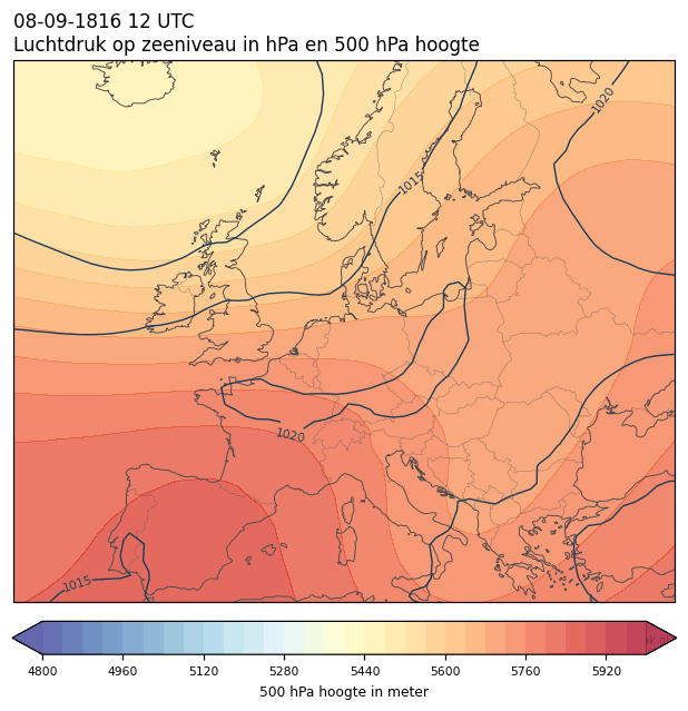Weerkaart van 8 september 1816 om 12 UTC