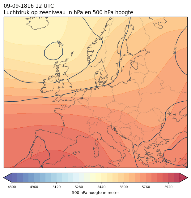 Weerkaart van 9 september 1816 om 12 UTC