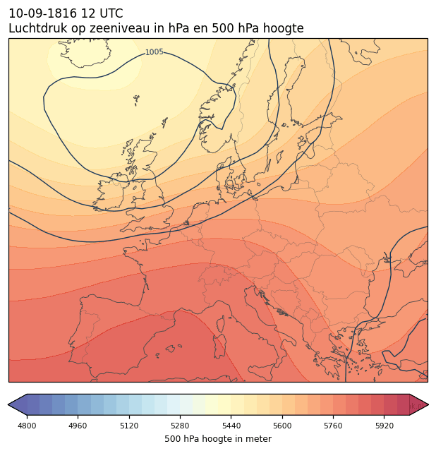 Weerkaart van 10 september 1816 om 12 UTC