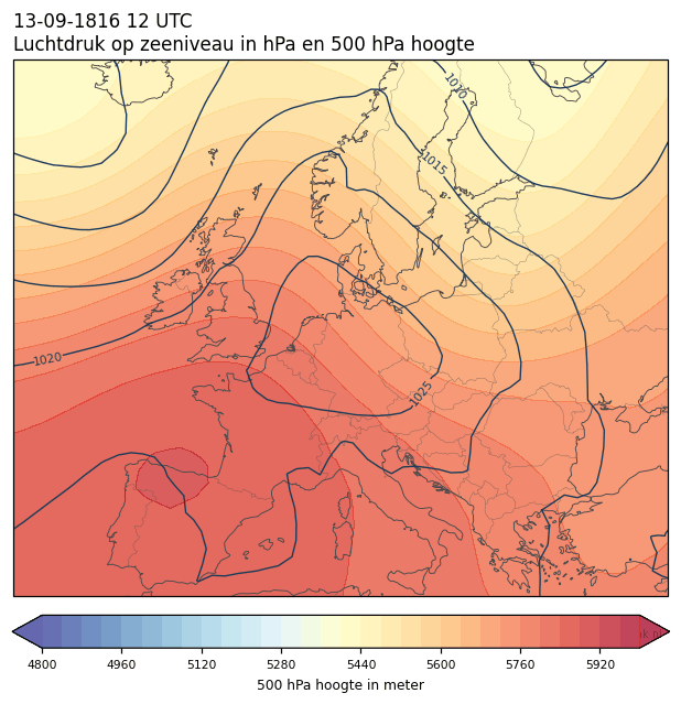 Weerkaart van 13 september 1816 om 12 UTC