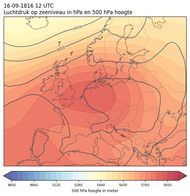 Weerkaart van 16 september 1816 om 12 UTC