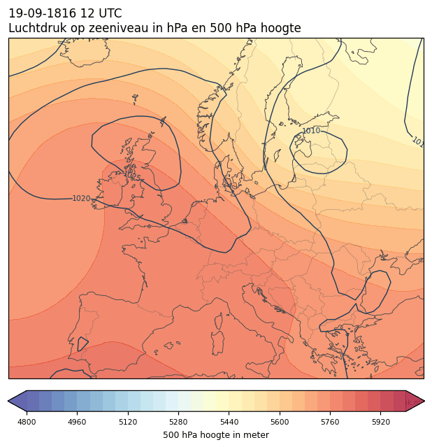 Weerkaart van 19 september 1816 om 12 UTC
