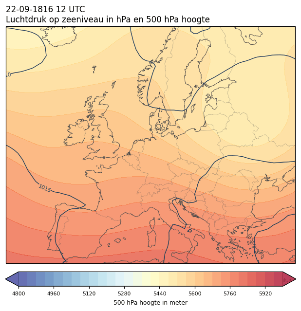 Weerkaart van 22 september 1816 om 12 UTC