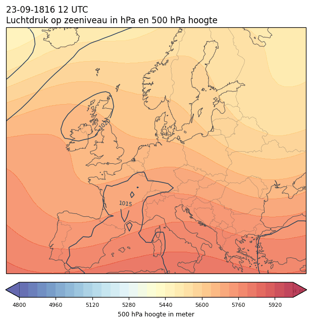 Weerkaart van 23 september 1816 om 12 UTC