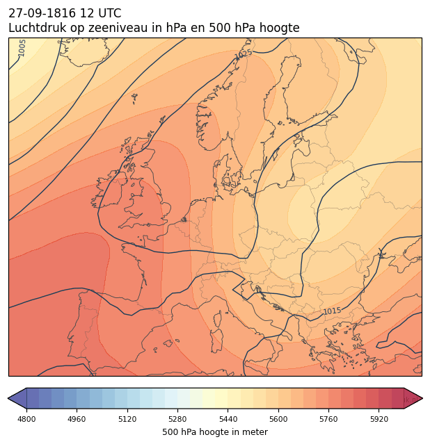 Weerkaart van 27 september 1816 om 12 UTC