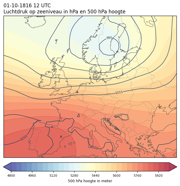 Weerkaart van 1 oktober 1816 om 12 UTC