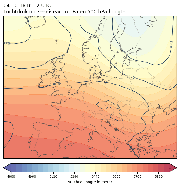 Weerkaart van 4 oktober 1816 om 12 UTC