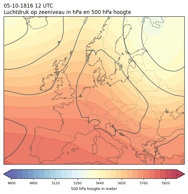Weerkaart van 5 oktober 1816 om 12 UTC
