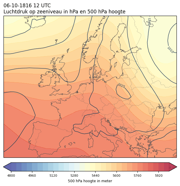 Weerkaart van 6 oktober 1816 om 12 UTC