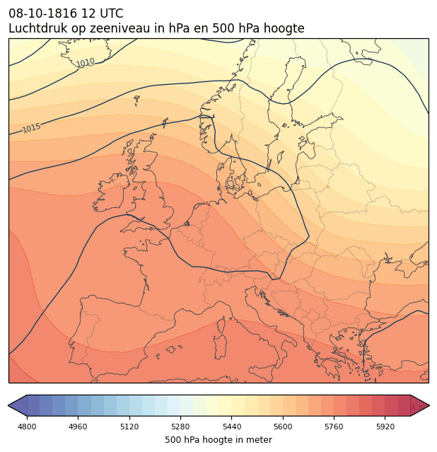 Weerkaart van 8 oktober 1816 om 12 UTC