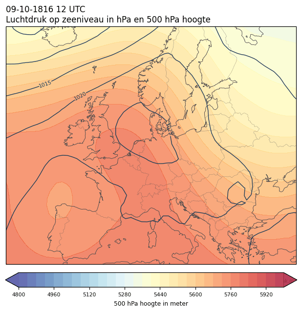 Weerkaart van 9 oktober 1816 om 12 UTC