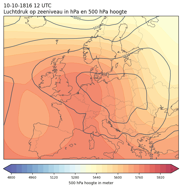 Weerkaart van 10 oktober 1816 om 12 UTC