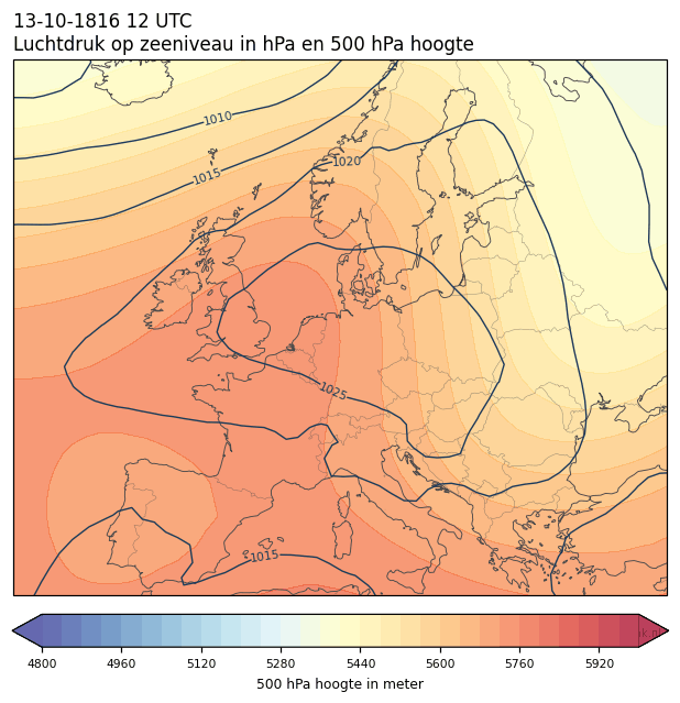 Weerkaart van 13 oktober 1816 om 12 UTC