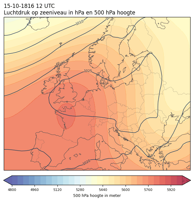 Weerkaart van 15 oktober 1816 om 12 UTC