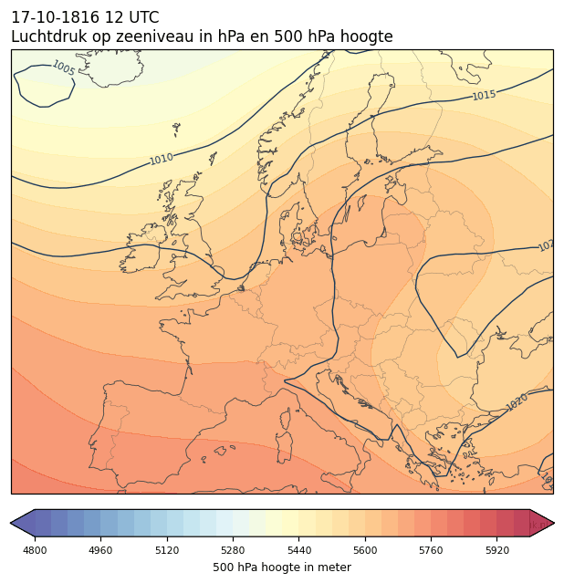 Weerkaart van 17 oktober 1816 om 12 UTC