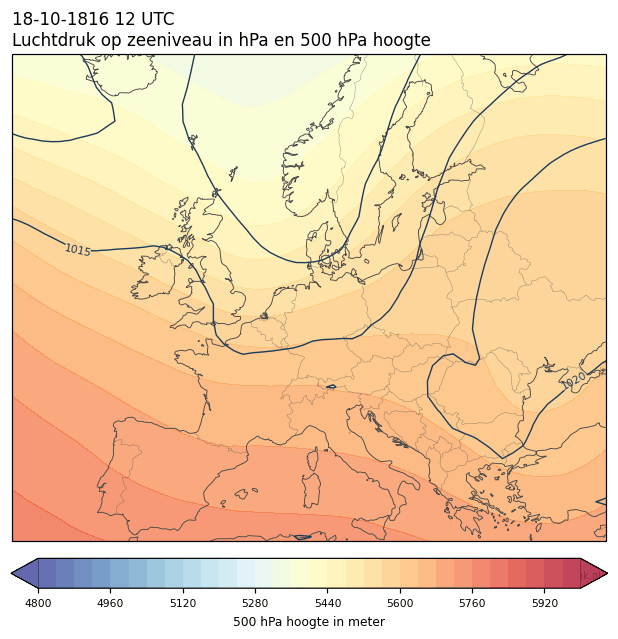 Weerkaart van 18 oktober 1816 om 12 UTC