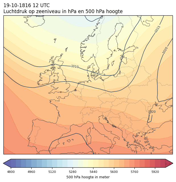 Weerkaart van 19 oktober 1816 om 12 UTC