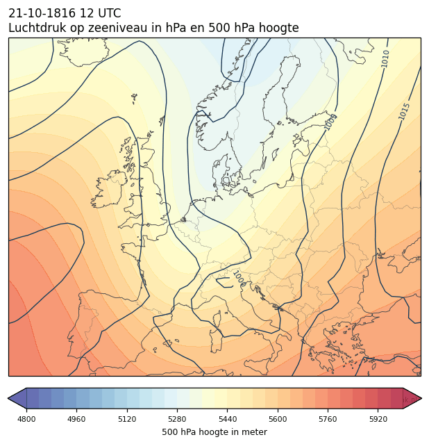 Weerkaart van 21 oktober 1816 om 12 UTC
