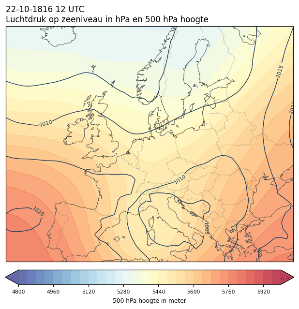 Weerkaart van 22 oktober 1816 om 12 UTC