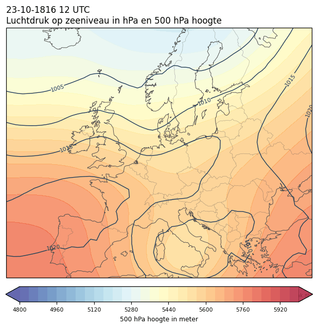Weerkaart van 23 oktober 1816 om 12 UTC