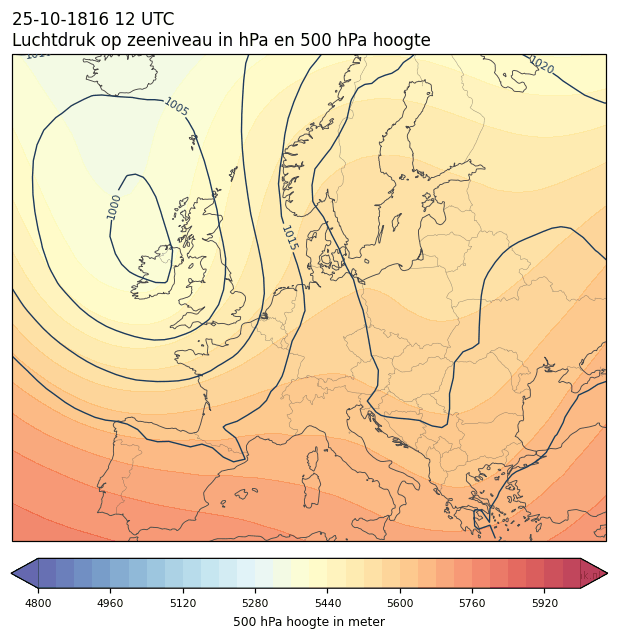 Weerkaart van 25 oktober 1816 om 12 UTC
