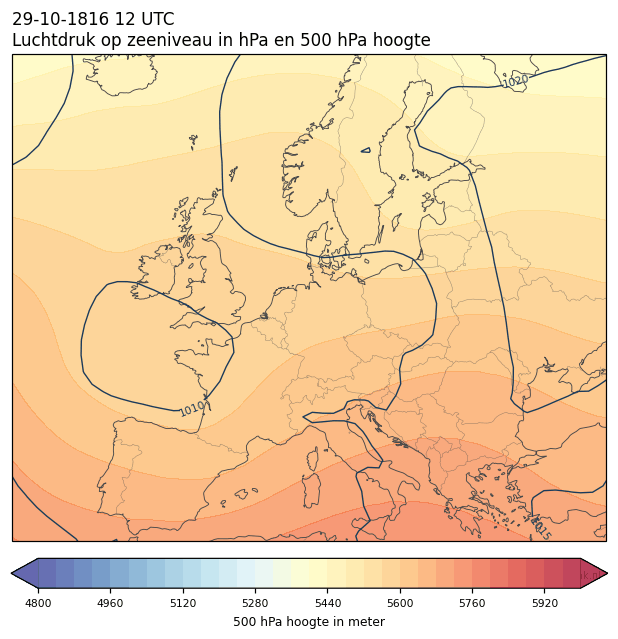 Weerkaart van 29 oktober 1816 om 12 UTC