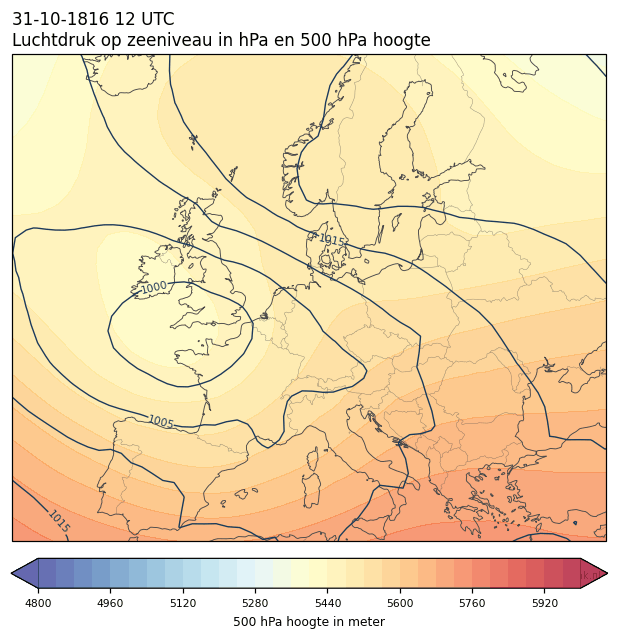 Weerkaart van 31 oktober 1816 om 12 UTC