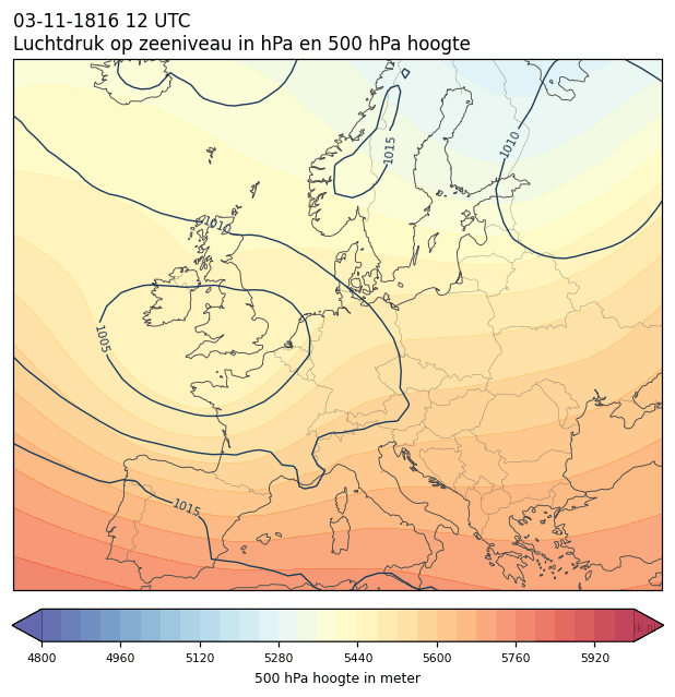 Weerkaart van 3 november 1816 om 12 UTC