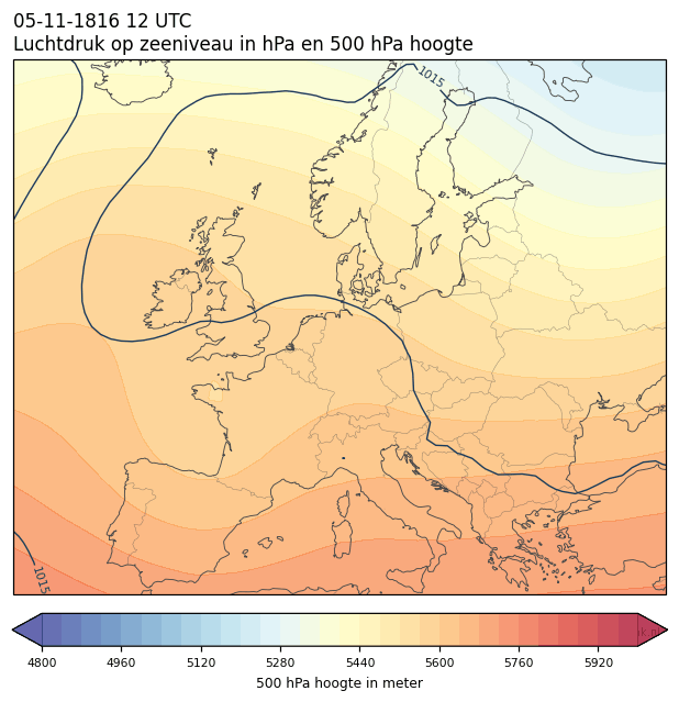 Weerkaart van 5 november 1816 om 12 UTC