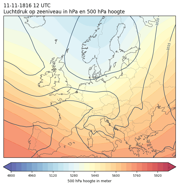 Weerkaart van 11 november 1816 om 12 UTC