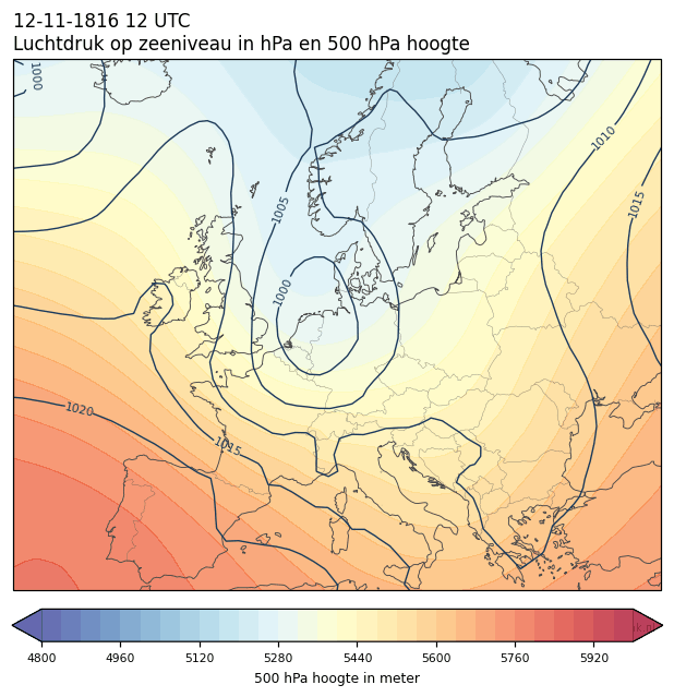 Weerkaart van 12 november 1816 om 12 UTC