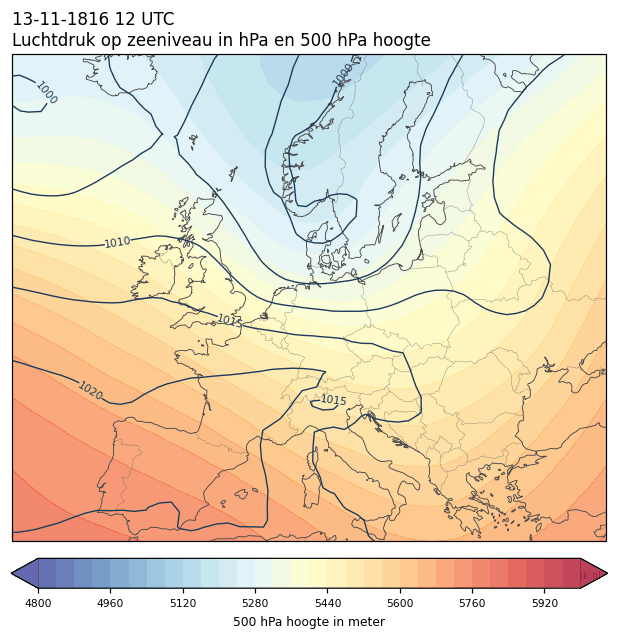 Weerkaart van 13 november 1816 om 12 UTC