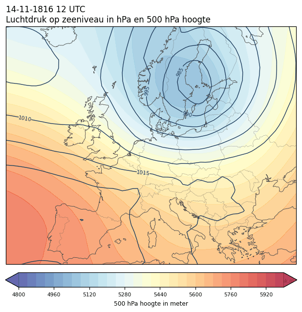 Weerkaart van 14 november 1816 om 12 UTC