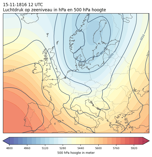 Weerkaart van 15 november 1816 om 12 UTC