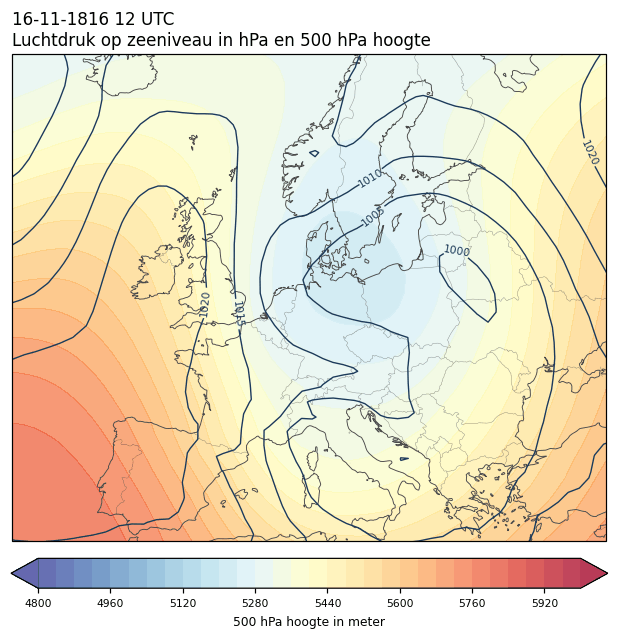 Weerkaart van 16 november 1816 om 12 UTC