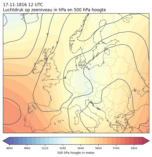 Weerkaart van 17 november 1816 om 12 UTC