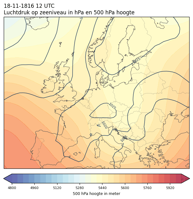 Weerkaart van 18 november 1816 om 12 UTC