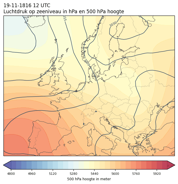Weerkaart van 19 november 1816 om 12 UTC