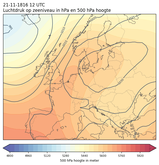 Weerkaart van 21 november 1816 om 12 UTC