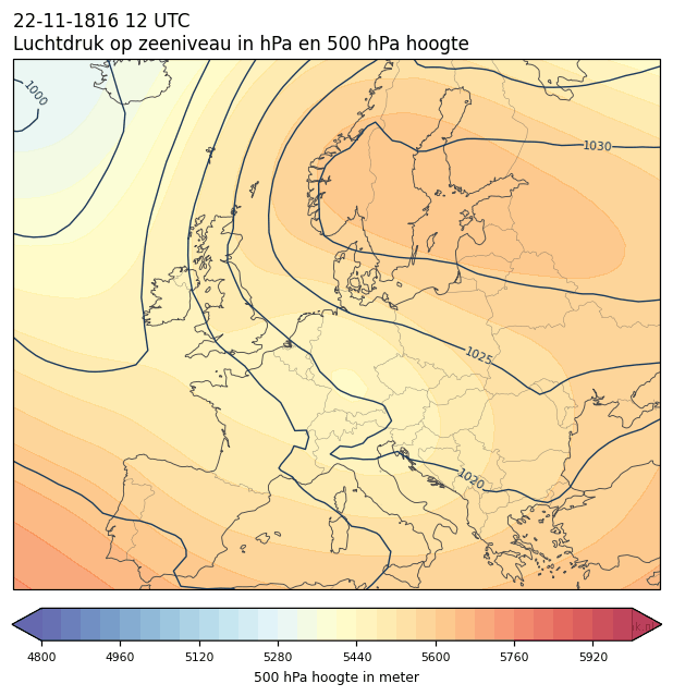 Weerkaart van 22 november 1816 om 12 UTC