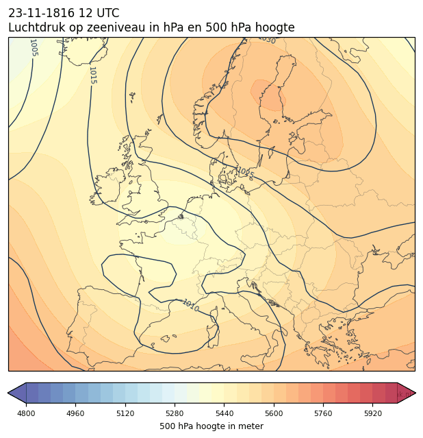 Weerkaart van 23 november 1816 om 12 UTC